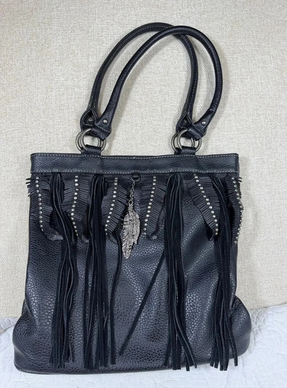 Montana West Women's Black Western Cowgirl Tote Bag Pebbled Leather Fashion
